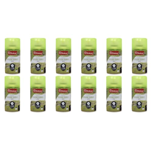BURI Ambientador con aroma a almizcle blanco, paquete de 12 unidades, apto para todos los dispensadores automáticos, pulverizadores, máquinas, aroma refrescante e intensidad de fragancia