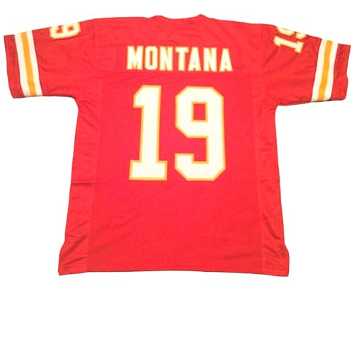 Generic Joe Montana Red #19 Jersey Stitched Custom Football New No Brand/Logos (US, Alpha, Large, Regular, Regular, Red)