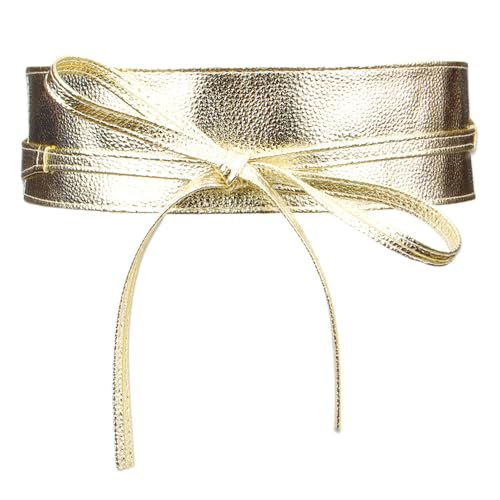HUATEEN Cinto dourado para mulher, cintos Obi largos com gravata ajustável | cinto elástico de 7 cm de espessura para vestidos, estilo espartilho de 223,5 cm de comprimento para senhora, Laranja
