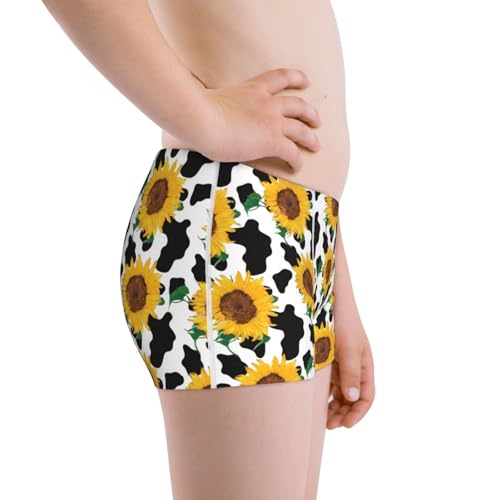Boys' Cotton Boxer Brief Soft Underwear-Cute Cow Print Sunflower2