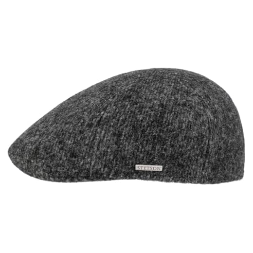 Stetson Texas Eskridge Jersey Flatcap Cap Melange Wool Blend Oversize Made in EU Unisex Autumn Winter Grey XXL (62-63 cm)