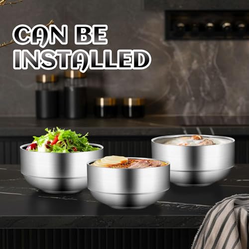 Hyuetrsa HYUETRSA-6 Pcs Stainless Steel Bowls, 4.7 Inches Deep X 2.4 Inches High Soup Bowls Stainless Steel Cereal Bowls Double-Walled Metal Serving thumb #5