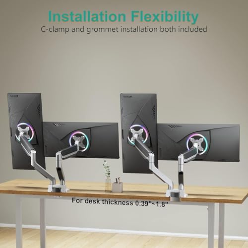 Image of Jin Office Heavy Duty Dual Monitor Stand with Gas Spring Height Adjustment for 13-35 inch Monitors | 2 Monitors Desk Mount | Adjustable Double Monitor Arm| 15 KG Weight Capacity per Arm| 1 Year Warranty