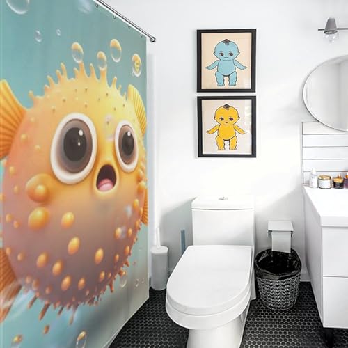 Poisson rideau de douche anti-éclaboussures lavable en polyester