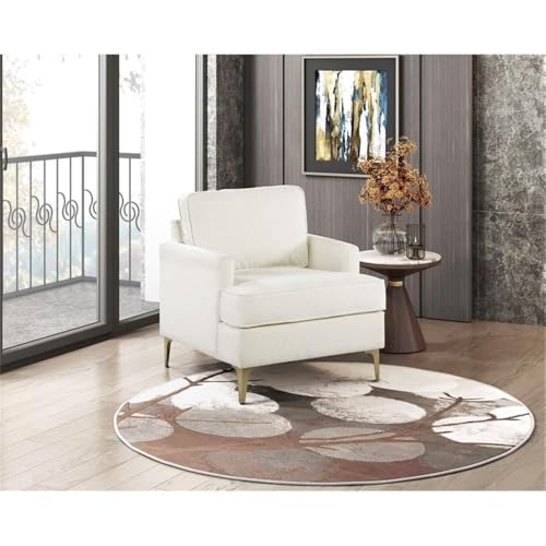 Sillón Chenille Beige con Patas Doradas miniatura 4