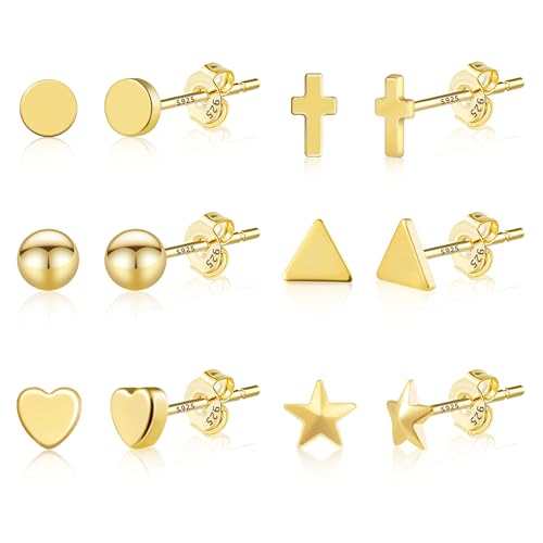 Ash's Choice Ensemble De Boucles d'Oreilles En Argent Sterling S925/Plaqué Or 14 Carats, Adapté...