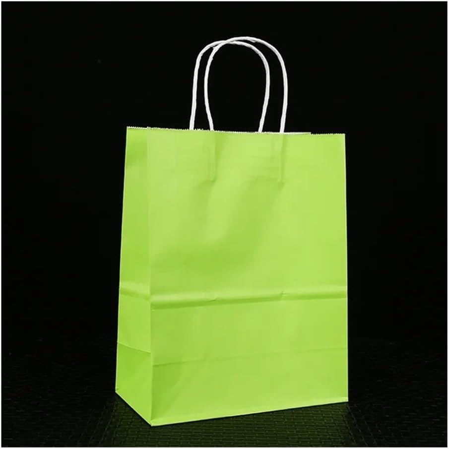 UYFRD 10/25pcs Gift Kraft Paper Bags Holiday Shopping DIY Multifunctional Recyclable Paper Bags With Handles(Grayish green,25PCS_15X8X21CM)