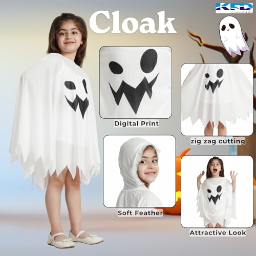 Image of Kaku Fancy Dresses Cotton Halloween White Cloak For Kids Scary Halloween Dress White Cloak For Kids - 7-8 Years