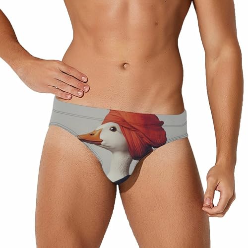 Duck Lady with Headscarf Men's Swimsuit Bikini Briefs Swim Underwear Stretchy Swimwear