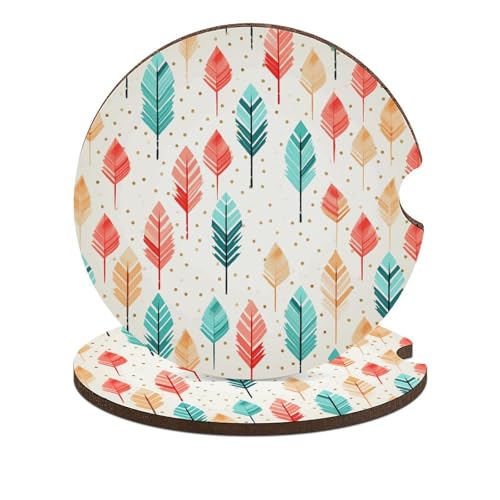 Posavasos para vaso de auto, diseño flechas coral y teal, 2 piezas miniatura 1