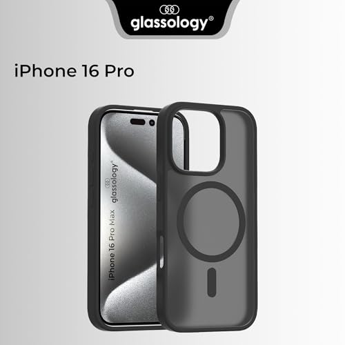 Image of Glassology Silicon Case for iPhone 16 pro Frosted Magnetic Case - Matte Translucent TPU+PC Shockproof & Anti-Scratch Phone Cover with N52 Magnet Black