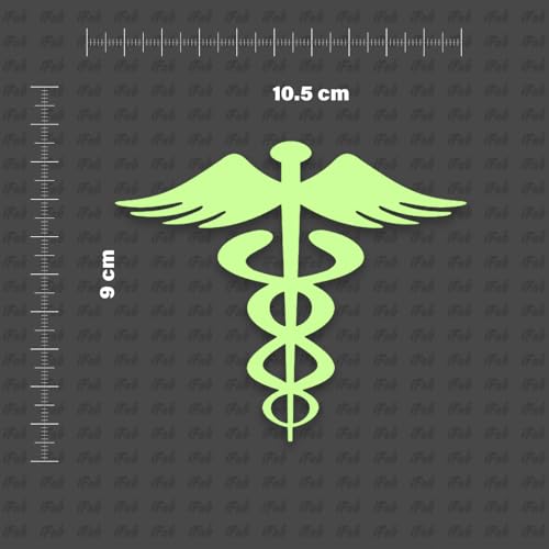 Image of Doctor Radium Glow Car Sticker | Medical Symbol Caduceus Glow-in-Dark Sticker for Car, Bike & Helmet | Night Reflective & Radium Decal (Size 9x10.5 cm) Pack of 2