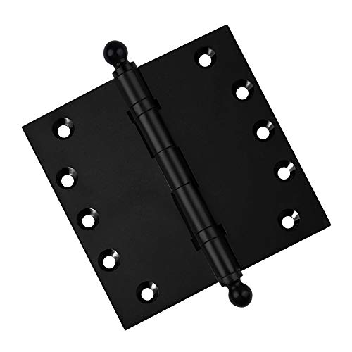 Solid Brass Architectural Door Hinges – 2 Vintage Decorative Cap Mortise Hinges, Ball Bearings, And Stainless Steel Hinge Pin – Home Decor By Embassy, 5 X 5 In., Black #TOP1