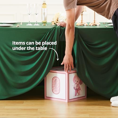Image of Besutolife Emerald Green Spandex Tablecloth 4ft Rectangle Table Skirt Stretch Table Cloth for Banquets Parties Wedding Dining Table