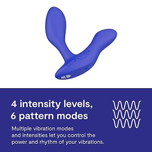 Image of We-Vibe Vector+ Vibrating Butt Plug Adult Sex Toy | Silicone Perineum & Prostate Massager Male Sex Toy | Long Distance App & Remote Control Anal Vibrator | 10 Modes Anal Plug for Couples | Blue