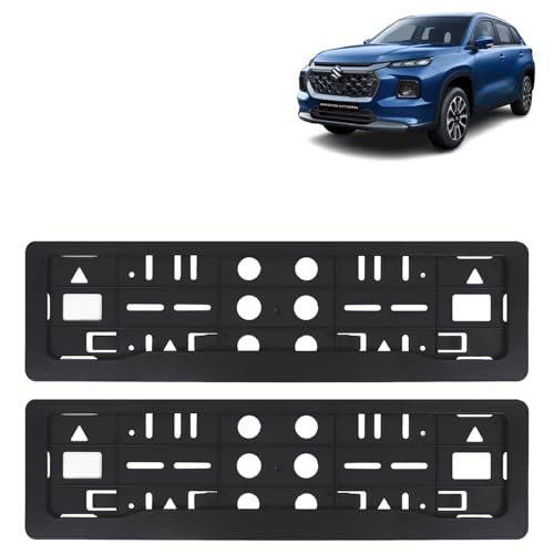Image of KINGSWAY Grand Vitara Car Number Plate Frames for All 2022 Onwards Models of Maruti Suzuki Car Registration Plate Holders, Black Licence Plate Covers (Front and Rear), Universal Size 51.5 x 14.5 cm