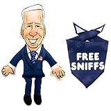 Political Satire Bite a Biden Dog Toy and Dog Bandana - Durable Stuffed Squeaky Dog Chew Toy - Canva