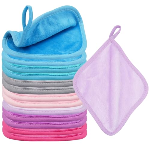 14PCS Toalla Desmaquillante, 16 x 16 cm Discos Desmaquillantes Reutilizables, Toalla Facial Desmaquillante de Microfibra, Reutilizable Facial Toalla Desmaquillante, para Viajes Diarios