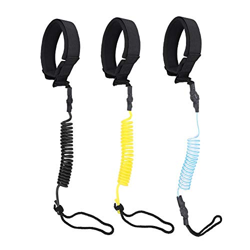 Invento Surf, Correa de Tabla de Surf,Surfboard Board Surf Leash Cable Correa Tabla de Surf Correa de Pierna de Paleta de Tabla de Surf Correa Cable en Espiral Sup Stand Up Paddle Board(Negro)