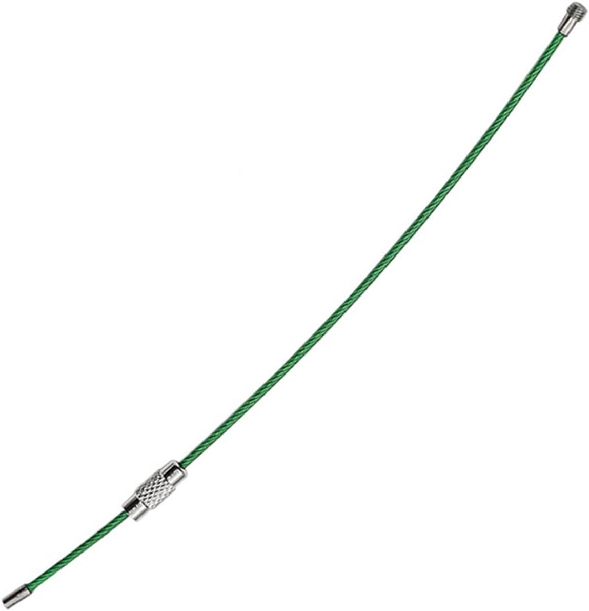 Hanging Screw Lock Loop, 5pcs Wire Keychain Cable Loop Circle Screw Lock Rope Stainless Steel Holder Keyring Rings Outdoor Tools(Green 1.5mm 150mm)