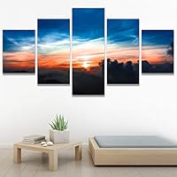SIGNWIN 5 Panel Canvas Wall Art Sunset in The Mountains for Home Decorations Ready to Hang - 60
