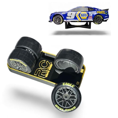 RC Race Gear - Tire Rack with Lug Nut Holder – Compatible with Losi NASCAR 1/12 Scale RC Car