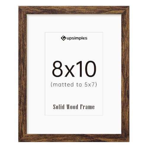 Image of upsimples 8x10 Picture Frame Solid Wooden, Nursery Decor, 1Pack Walnut | 100% Solid Wood, Fit 5x7 with Mat and 8 x 10 Photo, Farmhouse Wall Decor or Tabletop Display, Safe For Nursery Kids Room