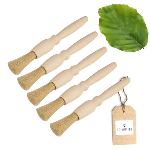 5x HOFMEISTER® Haushaltspinsel, rund, 18 x 1,8 cm aus Buchenholz, Backpinsel mit Naturborste, rund