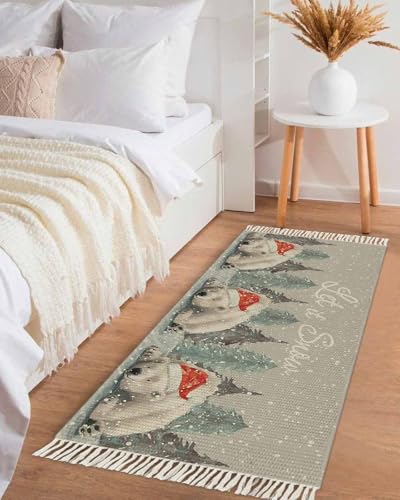 Vintage Grey Christmas Rugs for Entryway 2'x5', Laundry Room Rug