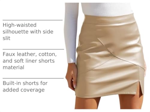 Image of We1Fit Womens Fuax Leather Skirt High Waisted Bodycon Pencil Mini Skirts with Shorts
