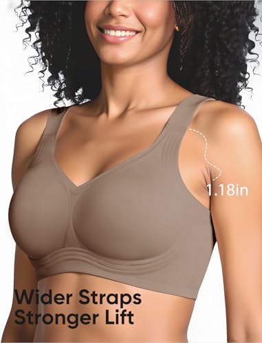 Image of Jelly Bras for Women Plus Size Minimizer No Underwire Supportive Full Coverage Wider Straps Seamless Tshirt Bra