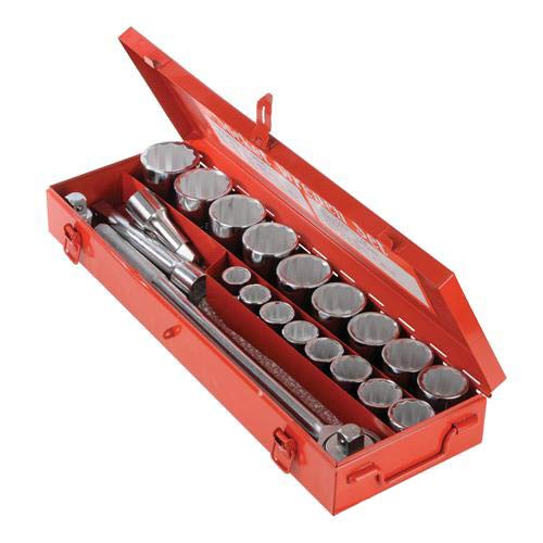 21 zestaw nasadek nasadowych 19 mm - 50 mm, metryczny napęd 3/4", drążek w kształcie litery T, szybkie odpinanie, walizka do przenoszenia, mechanik, narzędzie, grzechotka