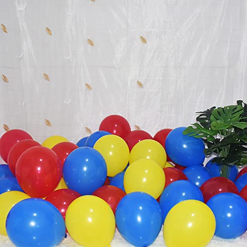 Pacote com 300 balões azuis, vermelhos e amarelos - mini balões pequenos de látex azul vermelho e am