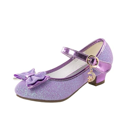 Bestgift Zapatos de tacón alto para niñas con cristales de princesa, Purple, 20 EU