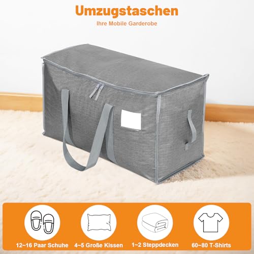 Dntorx 4 Stück 90L Große Aufbewahrungstasche mit Deckel, Faltbare Umzugskartons Groß mit Reißverschlüssen Griff Kleideraufbewahrung Umzugstaschen für Umzug Camping Bettwäsche Kleidung Aufbewahrung