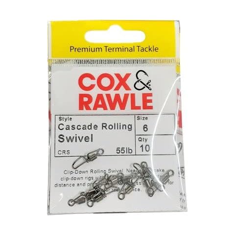 Cox & Rawle Cascade Rolling Swivel Size 6 10pcs Black Nickle Cover