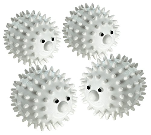 Hedgehog Dryer Balls, White - Set of 4 - Natural alternative to dryer sheets and fabric softeners. The reusable hedgehog dryer ball reduces drying time, fewer clothes wrinkles and less static cling.