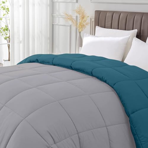 Image of Razzai All-Season Comforter 220 GSM | Super Soft Fluffy & Lightweight Comforter Single Bed Comforter (60 inch x 90 inch Inches /152cm x 228cm) - Single Bed Comforter | Silver /Teal
