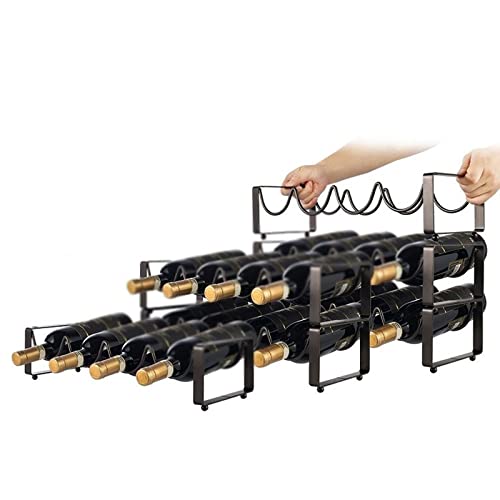 Soporte para botellas de vino de hierro y madera FENOKD miniatura 4