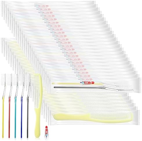 Amyhill 50 Packs Disposable Toothbrushes with Toothpaste and Comb Disposable Individually Wrapped Suitable Travel Toothbrush Kit for Homeless Shelter Hotel Nursing Home Charity