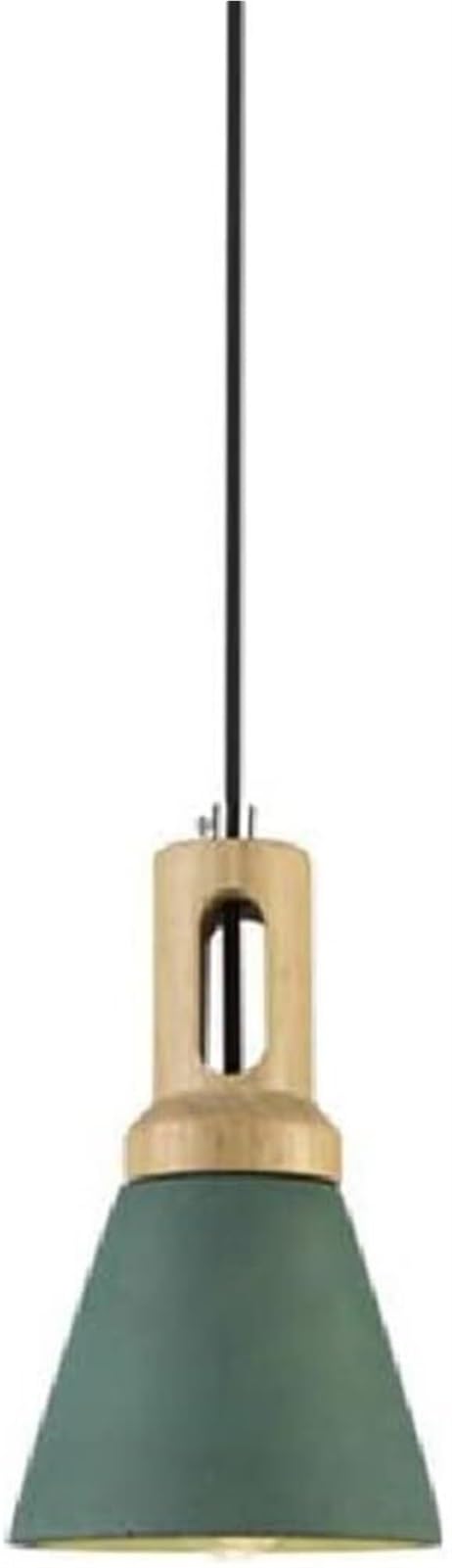 HUAYUSEDF Concrete Solid Wood Pendant Lamp Chandelier Hanging Lighting Ceiling Fixture E26 E27 for Cafe Restaurant(Green)