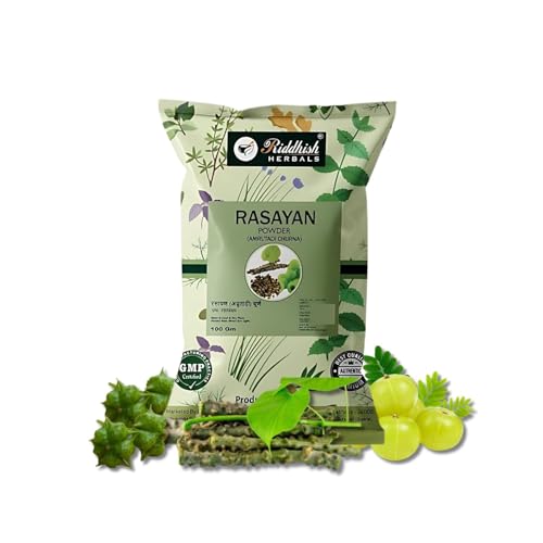 Riddhish Herbals Organic Rasayan Churna (Amrutadi Churna) COMBINATION OF Guduchi (Giloy) Gokshura Amla Ayurvedic Powder – 100gm
