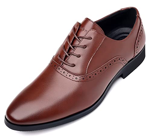 DADAWEN Men's Leather Lined Dress Shoes Formal Business Shoes Classic Lace-up Oxfords