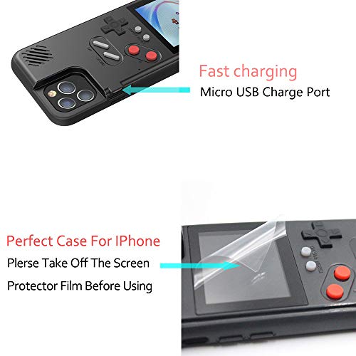 Gameboy Case for iPhone, Autbye Retro 3D Phone Case Game Console with 36 Classic Game, Color Display Shockproof Video Game Phone Case for iPhone (for iPhone 11, Black)