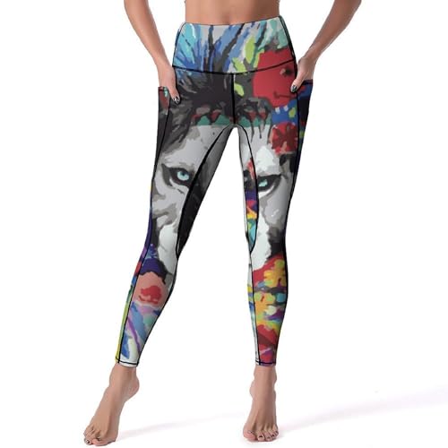 Pantalon de sport yoga et running imprimé lion coloré pour femme