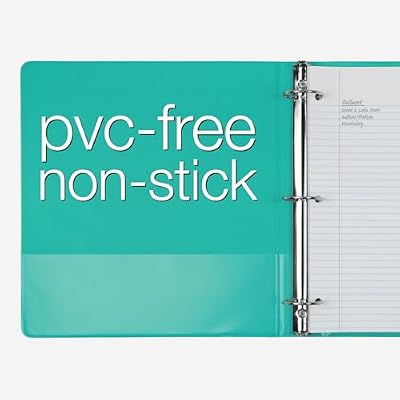 Cardinal 3 Ring Binders, Binders for School and Office, Durable 1.5 Inch, Holds 350 Sheets, ClearVue Presentation View, Non-Stick, Blue and Green Assortment, 6 Pack (1002480)