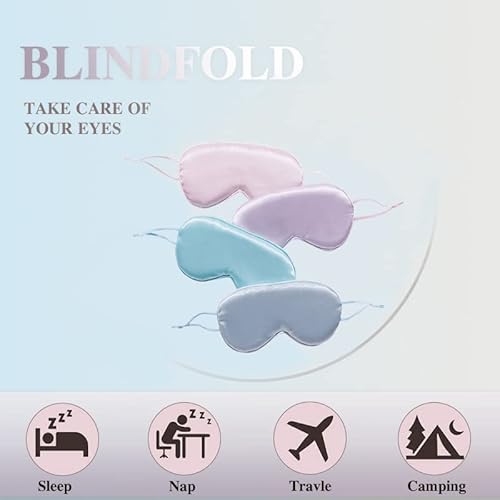 Elecharm Satin Silk Eye Mask 4 Color Assorted Sleeping Mask With Adjustable Elastic Ear Loops Blindfold For Travel Meditation Nap #TOP4