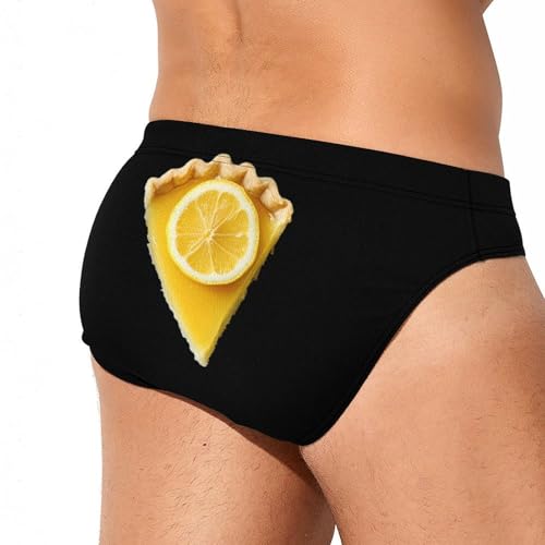 Lemon Curd Tart Printed Swim Briefs for Men Sexy Bikini Swimwear Elastic Beach Trunks Bathing Suit4