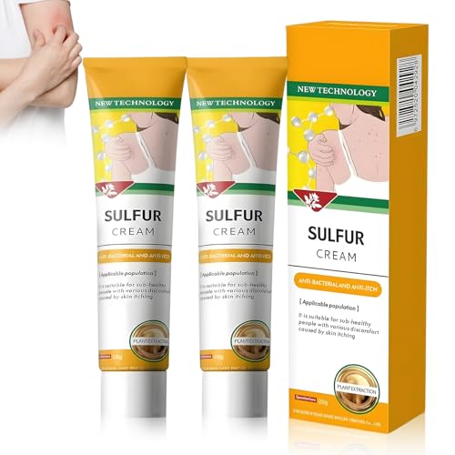 2 PCS Sulphur Cream Sulfur Ointment Portable for Face Back and Body Travel-Friendly Long-Lasting Skin Soothing