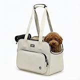 KZARYVEXIS Hundetasche für Kleine Hunde und Katzen, Leichte & Atmungsaktive Haustiertasche aus Oxford-Stoff mit Leinenhaken für Reisen, Outdoor und Unterwegs (Beige)